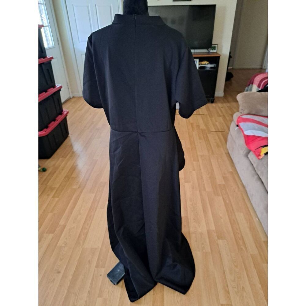 New 3XL Black Short Sleeve Hi Low Special Occasion Wedding Cruise Evening Dress - Picture 4 of 4